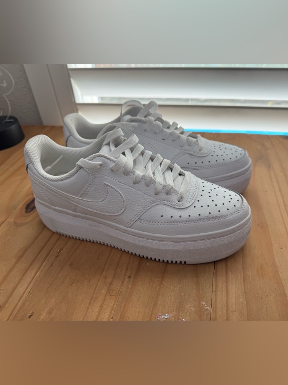 Nike Women’s White Platform Air Force 1’s